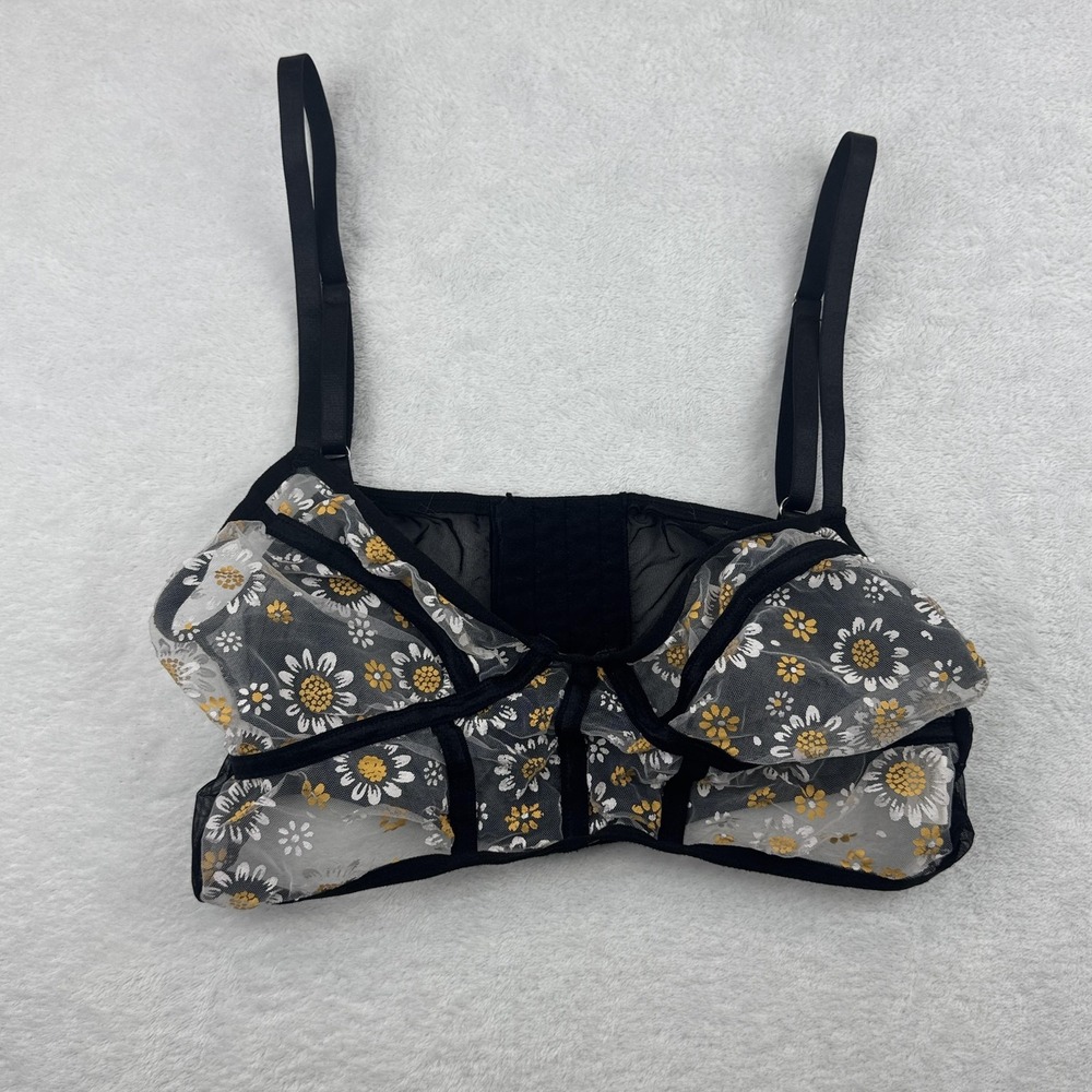 Romwe Floral‎ Mesh Corset Top Womens Large Sheer Bustier Lingerie